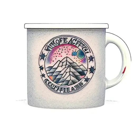 A Mug Of Coffee Surrounded By Mountain Peaks