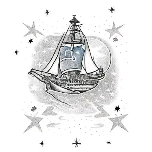 Ship With Wawe With Star And The Name Of M'y Daughter Julia