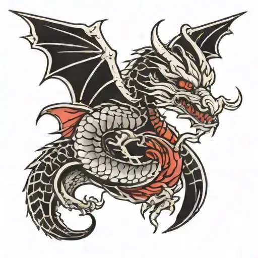 Dragon Fine Line Tattoo Design