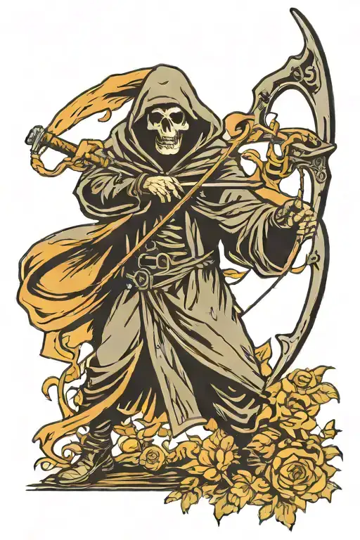 Hooded Reaper Silohuette Holding Scythe
