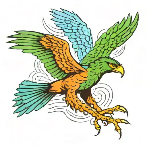 Green Hawk Killing A Blue Hawk