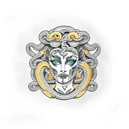 Medusa's Face With Intricate Snake Patterns