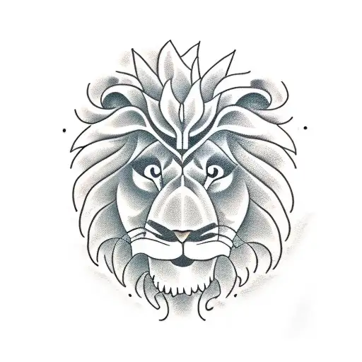 Lion Head With Flowers In Mouth