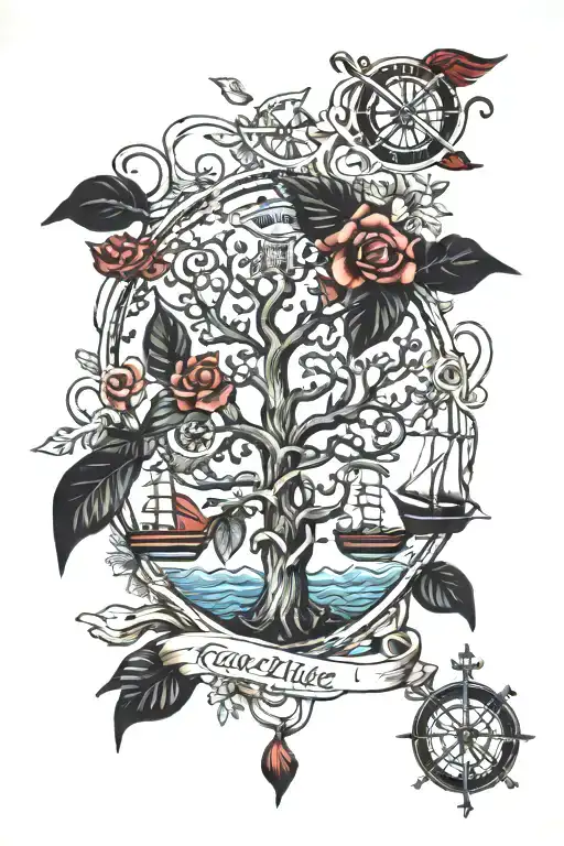 Nautical Theme Family Tree Intertwined