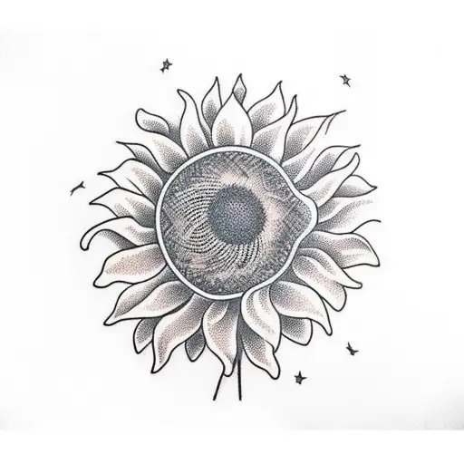 Huge Sunflower With Stem To Go From Hip To Ankle