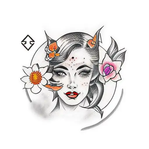 Woman Face With A Koi Fish