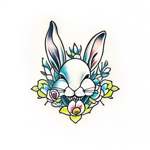 Sleeping Bunny Holding A Skull