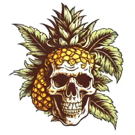 Skull With Pineapple As Brain