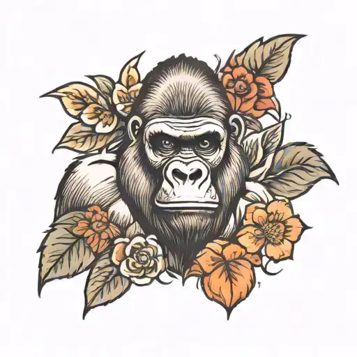 Gorilla And Fliwers