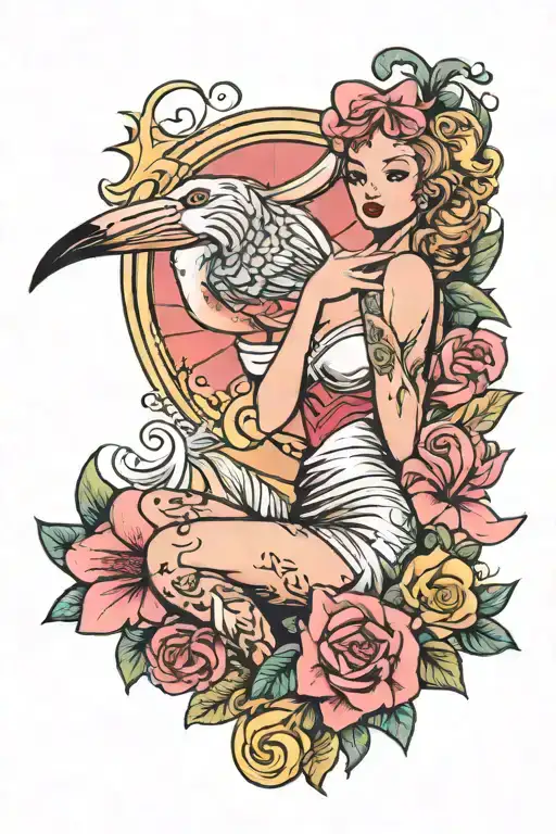 Flamingo Dressed Like A Pinup Girl