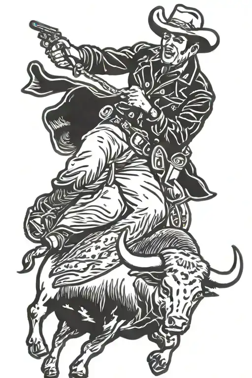 Cowboy Riding Bull
