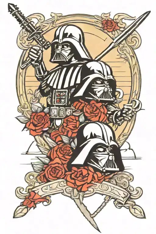 Skull And Darth Vader In Gladiator Style