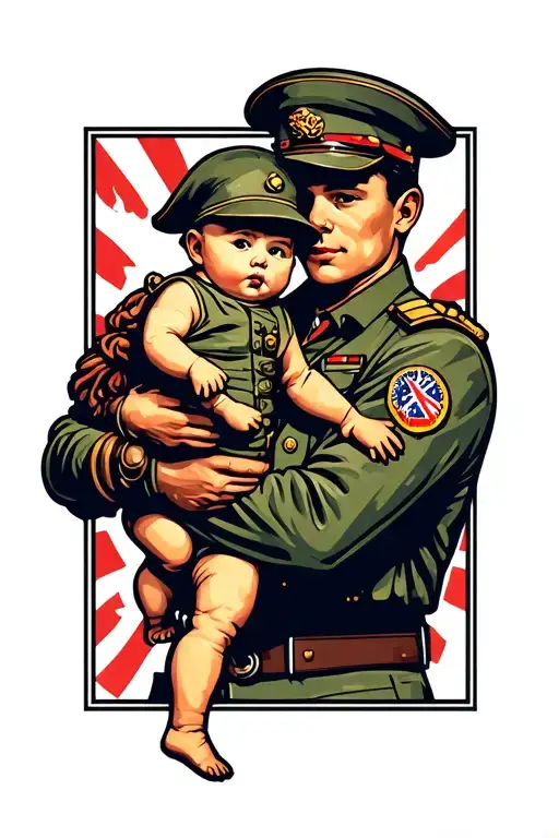 Soldier Holding Baby