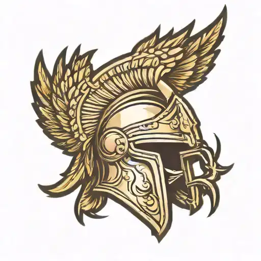 Front Facing Spartan Helmet Wings Surrounded