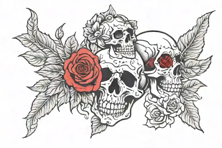 Skulls And Roses For Collarbone