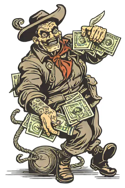 Robber Holding Money Bag