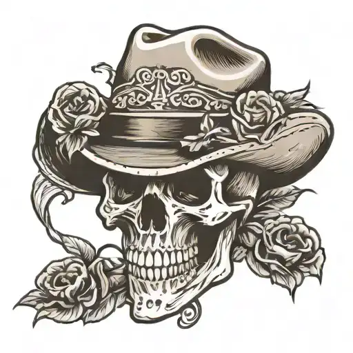 Western Skull In Cowboy Hat