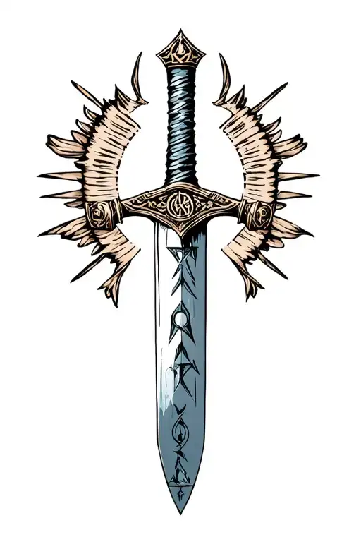 Sharp Long Dagger With Runes Shaded