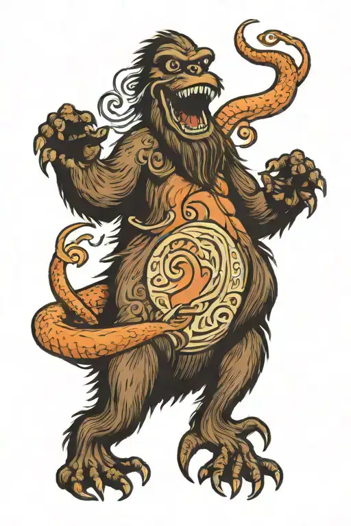 Bigfoot Riding The Loch Ness Monster