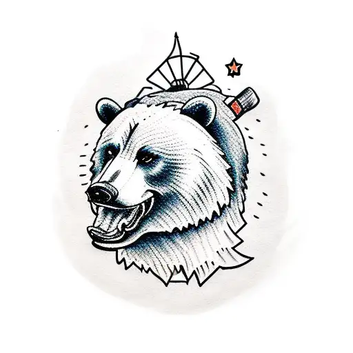 Bear Attacking Wolves