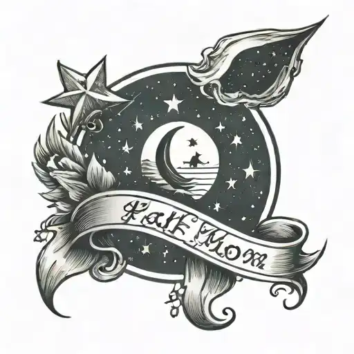 Half Moon And Stars And Name Written