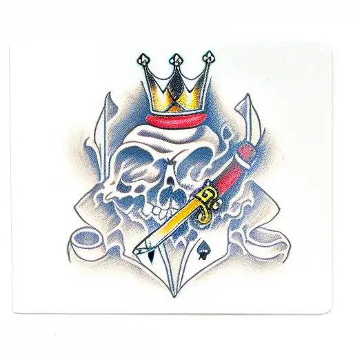 Suicide King Card With Dagger Stabbed In It To Attach It To Wall