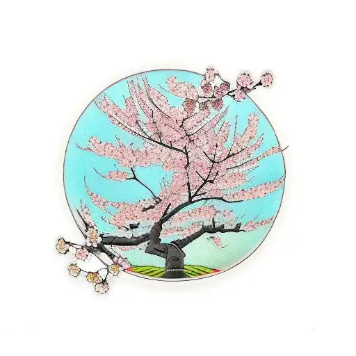 A Cherry Blossom Tree Growing Out Of A Vinyl Record