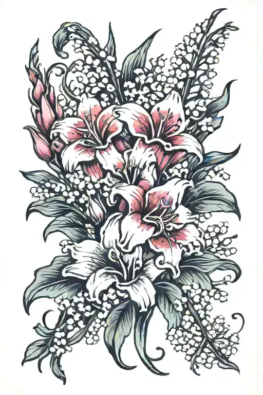 Gladiolus And Lily Of The Valley Flowers