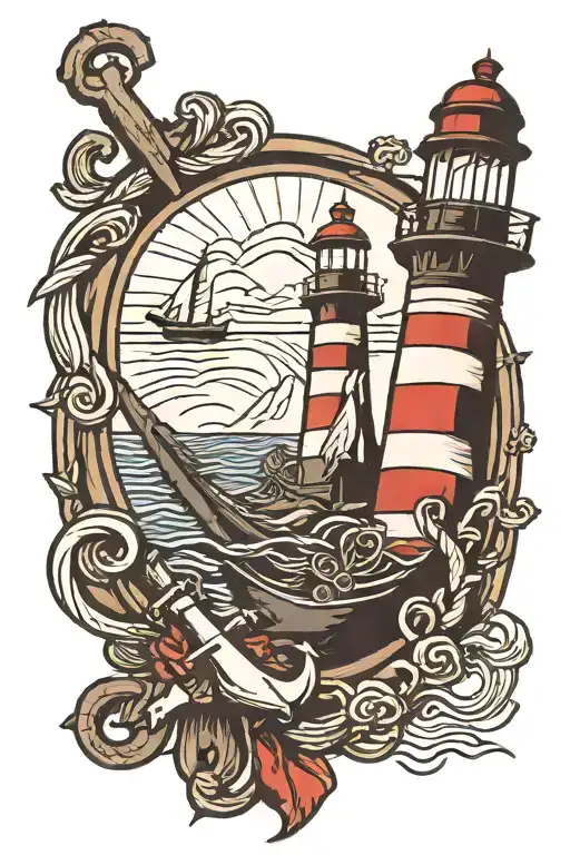 Light House And Anchor Cross