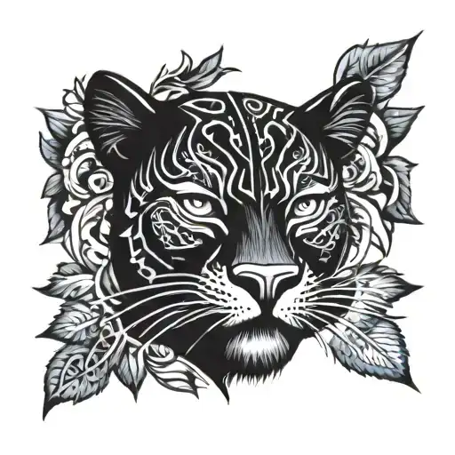 Tattooed Black Panther Face