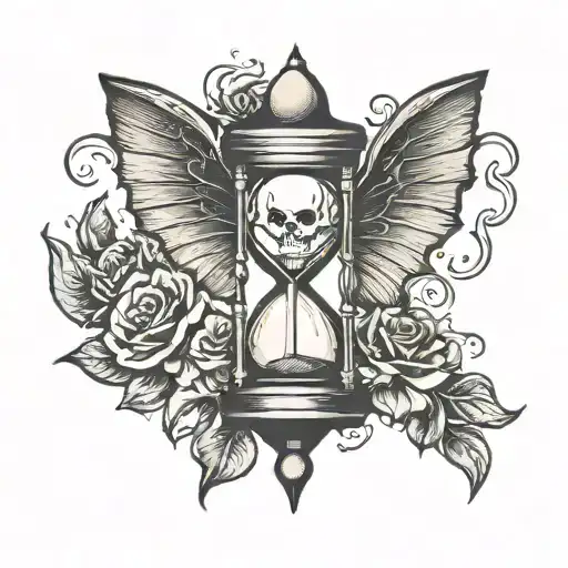 Hourglass With Bat Wings Spread