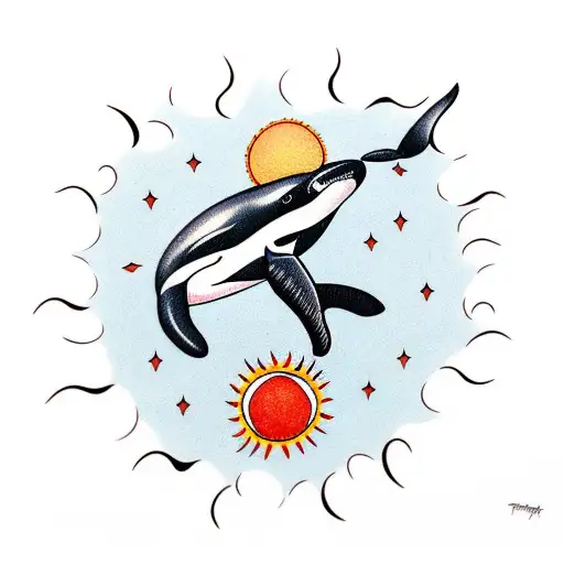 Orca Whale With Sun