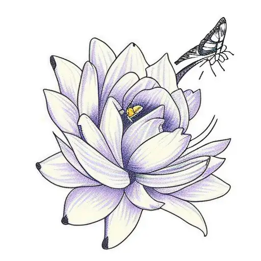 Butterfly Above A Bouquet With Daffodil Rose Lotus And Cosmos