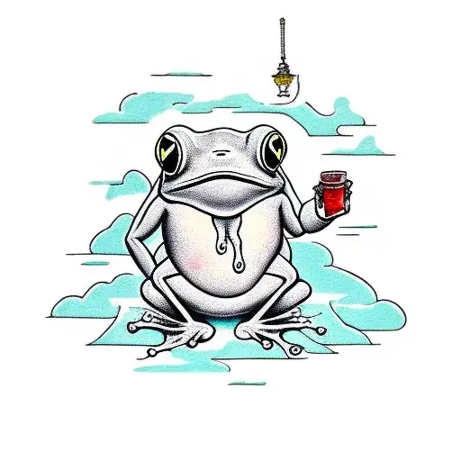 Human Like Frog Wearing Robes Meditating With Its Eyes Closed