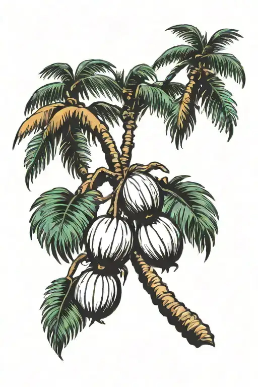 Palm Tree With Coconuts Hanging From Its