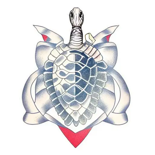 Turtle With Cancer Ribbon In Shell