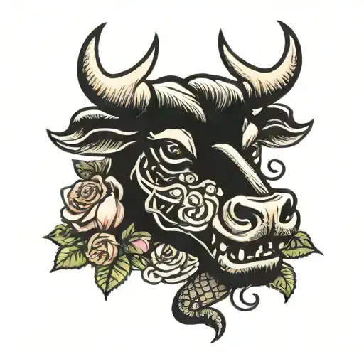 Bull With Roses Snake 1980