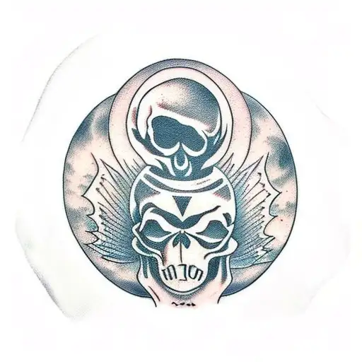 Ghost Skull Under A White Cloth Flying In Front Of The Moon