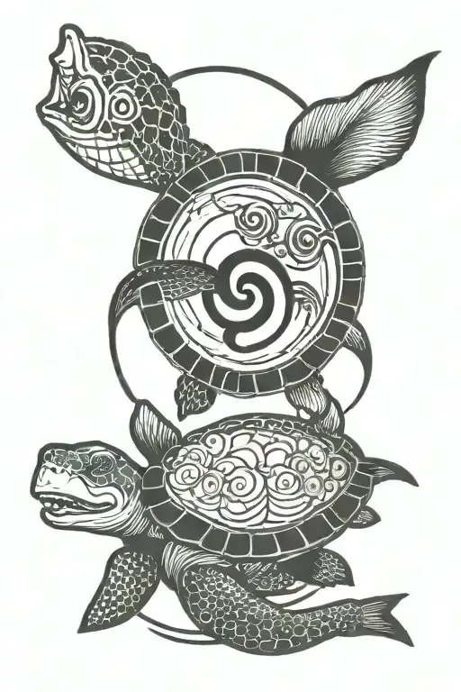 Hammerhead And Turtle Yin Yang Symbol