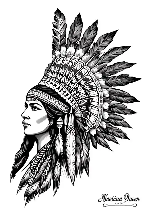 Native American Queen With Headdress Being Worn