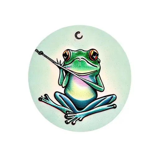Frog Wearing Robes Meditating With Its Eyes Closed