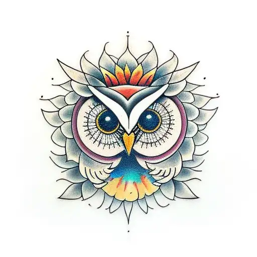 Owl Mixed With Sunflower