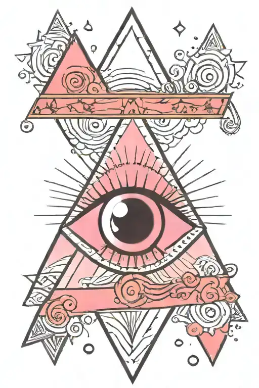 Evil Eye Inside Upside Down Pink Triangle Simple