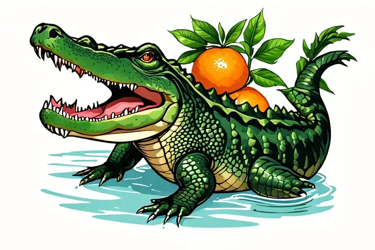 Alligator And Orange Tree