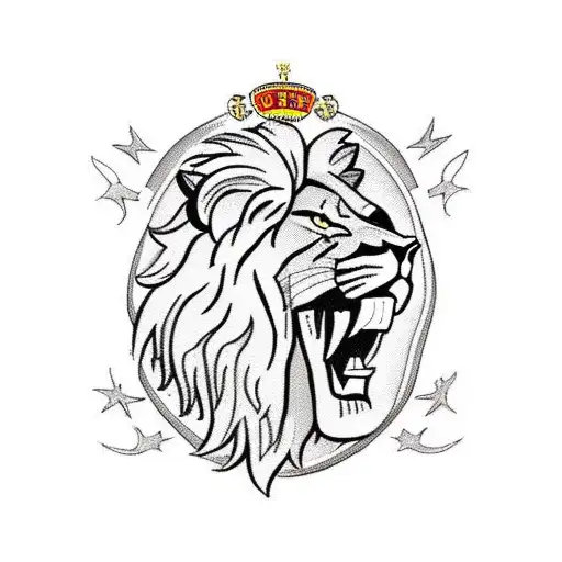 A Lion Roaring In Front Of The Nottingham Forest Stadium