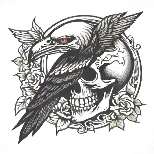 Skull With Wood Pecker