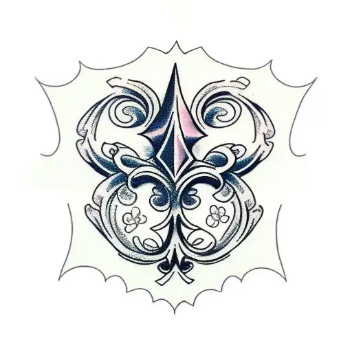 Fleur De Lis With Rose Vines