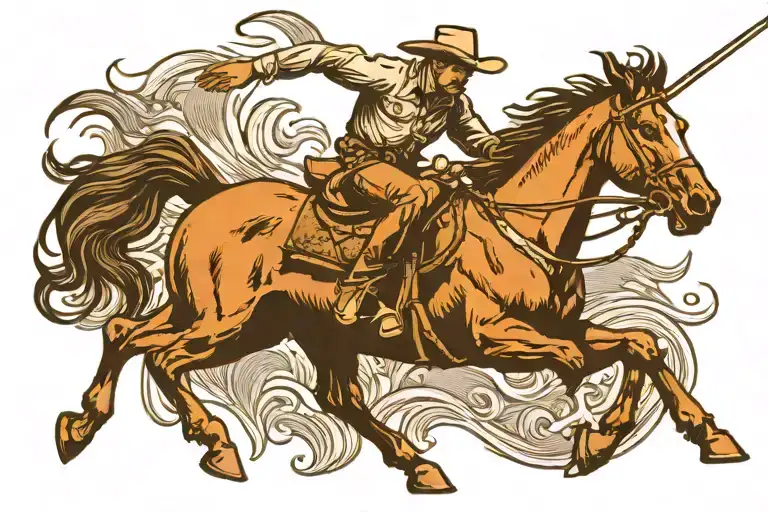 Black And White Western Traditional Cowboy Riding Horse While The Horse Is Bucking