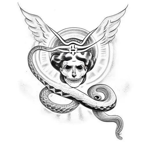 A Snake Wearing An Angel Halo On Its Head