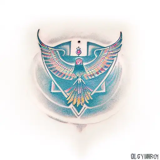 Ankh Symbol And Hawk